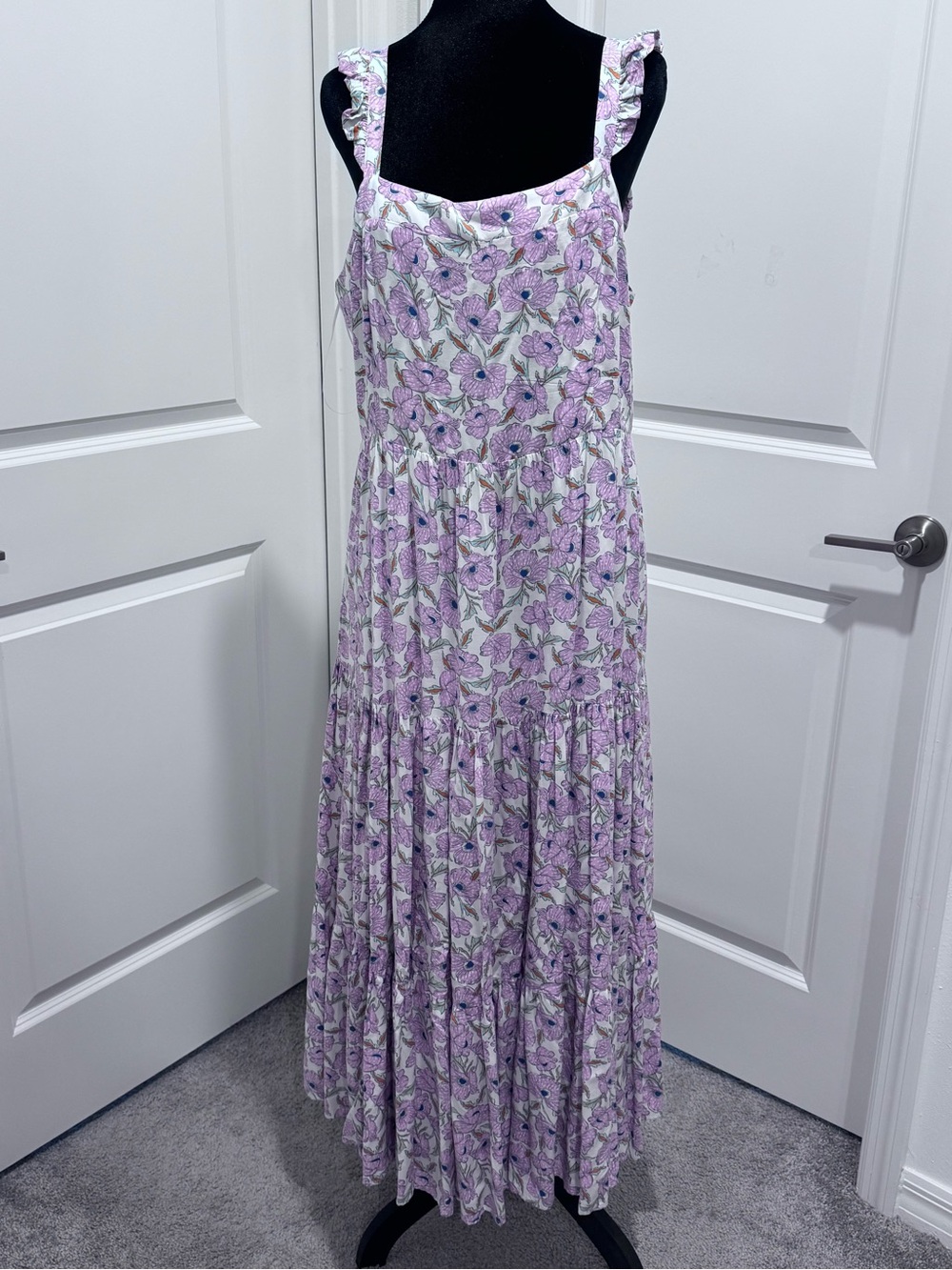 Haute Hippie Lavender Floral Tiered Maxi Dress